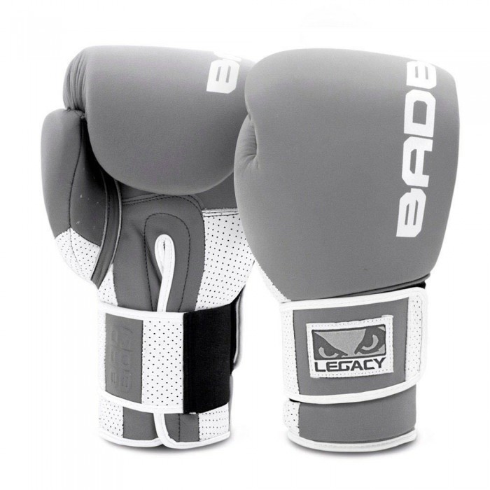 Bad Boy Boxing Gloves Legacy Prime Leather Grey White Kickboxing Boxing Training