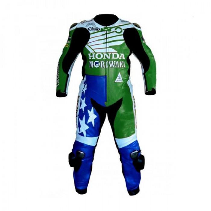 American Honda Moriwaki Motorcycle Racing Leather Suit