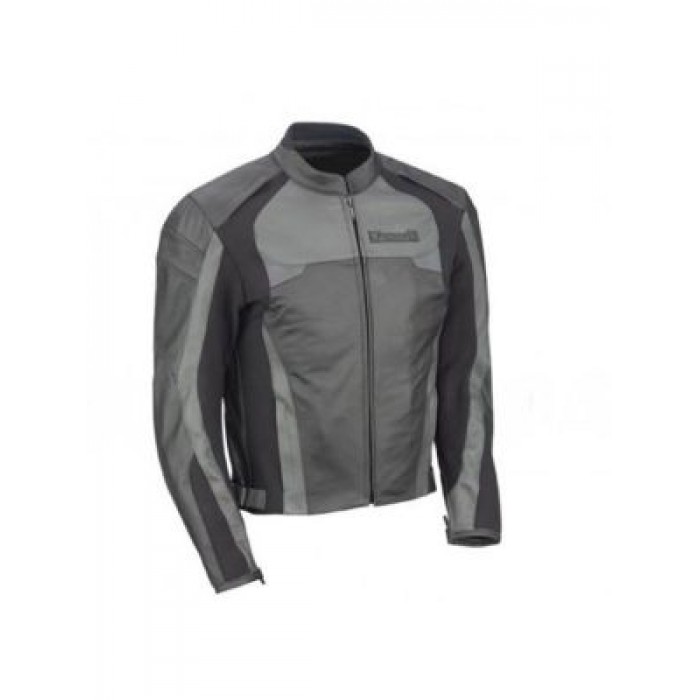 Motorcycle Jacket Mens Black Grey Motorcycle Racing Leather Jacket
