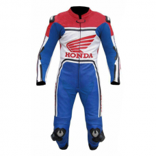 Honda Moto GP Motorcycle Riding Leather Suit Biker Custom Suit