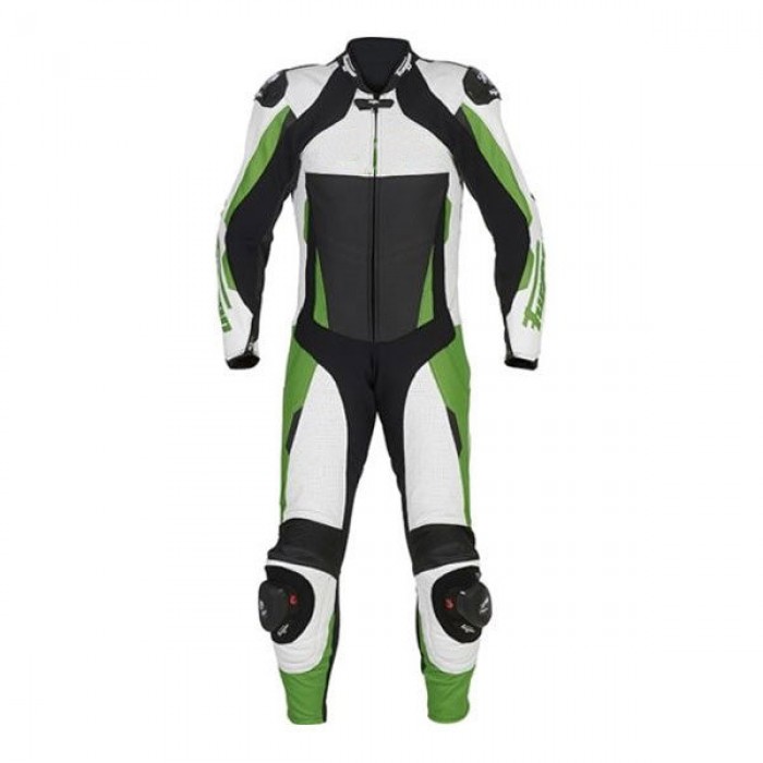 Armored Leather Motorcycle Suit Green Motorbike Leather Racing Suit