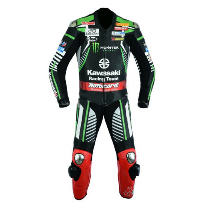 kawaski Cowhide Motorbike MotoGP Monster Leather Racing Suit