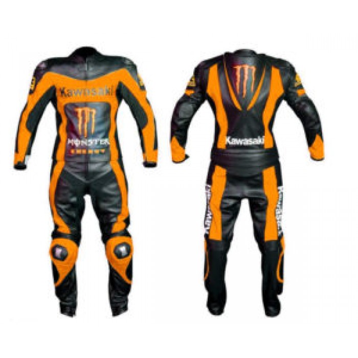 Ninja Monster Energy Fire Look Racing Motorcycle Leather Suit