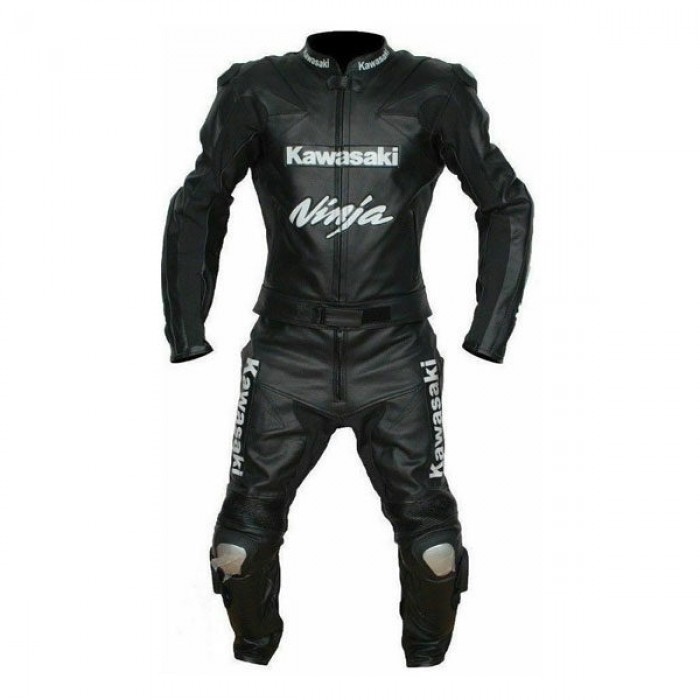 Men Handmade  Ninja Black Racing Motorcycle Leather Suit
