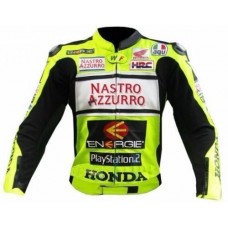 Mens Green Honda Nastro Motorcycle Racing Leather Jacket