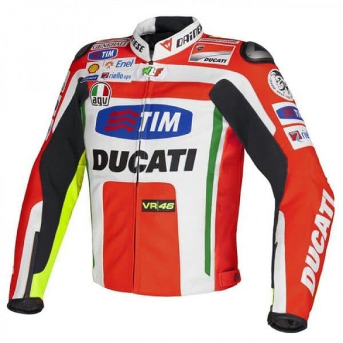Tim Ducati Motorcycle MotoGp Leather Jacket CE Armor Protected Gear