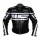 Motorcycle Armor Jacket  Black And White Cowhide Leather Racing Motorcycle Jacket All Sizes