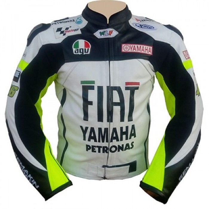 VR46 Yama  Fiat Motorcycle Leather Jacket Motogp Jacket