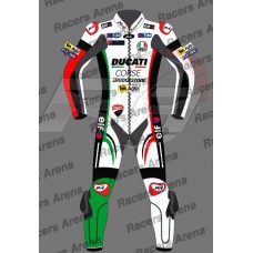 White Ducati Corse Men’s Racing Genuine Leather Suit