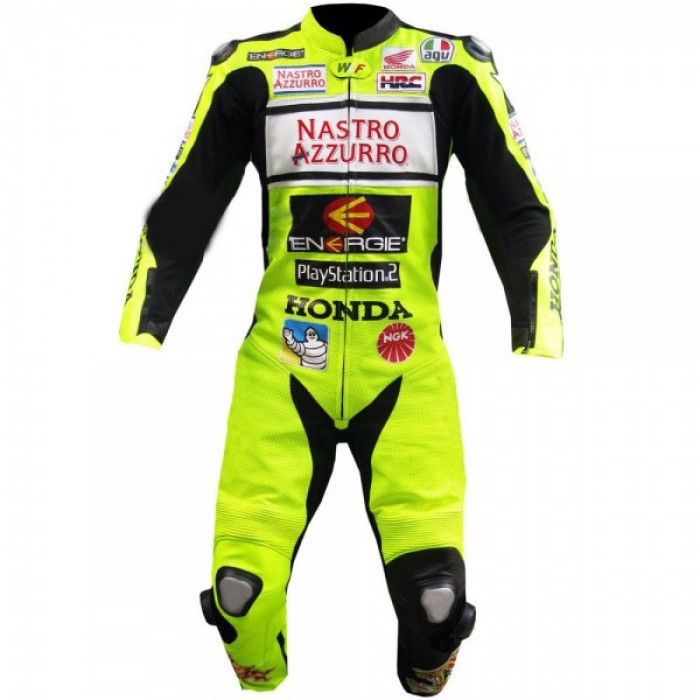 valentino Rossi Nastro Azzurro Honda Motogp Leather Suit
