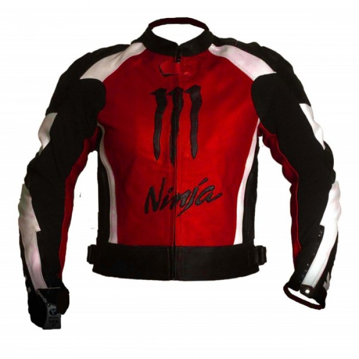 Kw Ninja Motorbiker Red Racing Leather Jacket