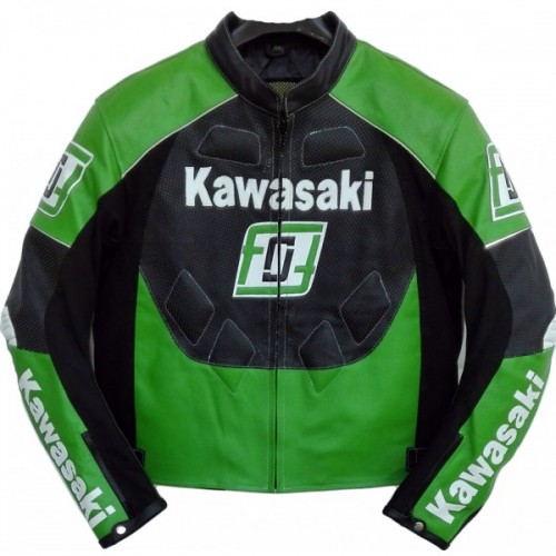 Kawasaki Green Motorcycle Biker Racing Leather Jacket