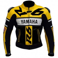 YZF-R6 Yamaha Yellow Black Rossi Motorbike Scooter Leather jacket 2016