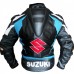 Suzuki Motorbike GSXR GSX-R Gray Blue Black Leather Jacket Men's