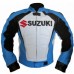 Suzuki SkyBlue Motorcycle Motorbike Leather Jacket Men's