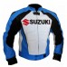 Suzuki SkyBlue Motorcycle Motorbike Leather Jacket Men's