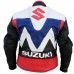 Suzuki White Black Motorbike Biker Leather Jacket Men's