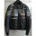 Black Biker Leather biker jacket stripped