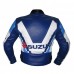Suzuki blue and white sports biker leather jacket