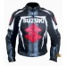 Suzuki Gxsr Gray Black White Motorbike Leather Jacket Men's