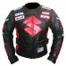 Suzuki Icon Black Motorcycle Armored Biker Cowhide Leather Jacket