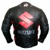 Suzuki Icon Black Motorcycle Armored Biker Cowhide Leather Jacket