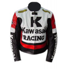 Kawasaki Red Motorcycle Motor Biker Racing Leather Jacket