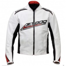 Cowhide Z1000 White Black Strip Leather Biker Jacket