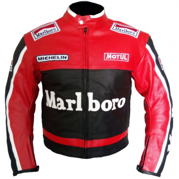 Marlboro Motorcycle Racing Leather Jacket Men