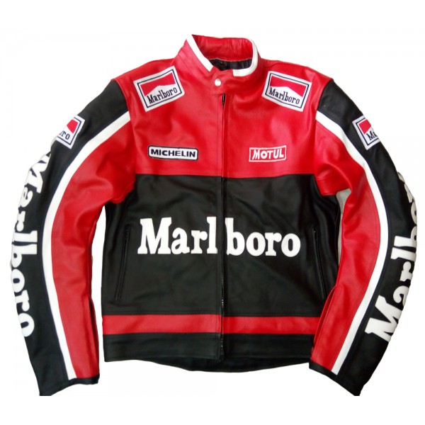 Marlboro Motorcycle Racing Leather Jacket Men