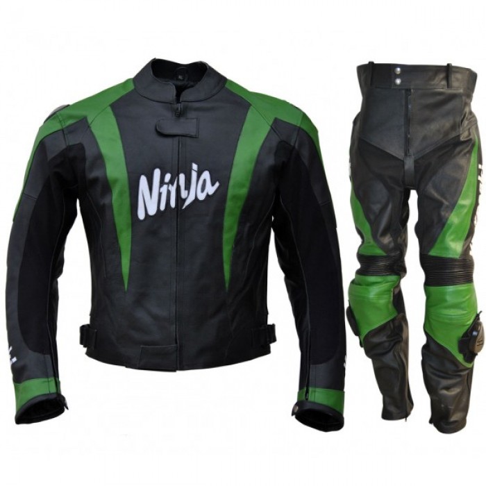 Kw Cowhide Motorcycle Jacket Ninja green Racing Motorbike Leather Jacket Men