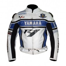 Yama Blue R1 Motorbike Motorcycle Biker LEATHER Jacket