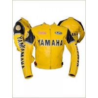 Yama Custom 3 Yellow Biker motorbike Leather Jacket