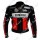 Customized 46 Red Black Biker Leather Jacket Men's