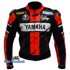 Yamaha 46 Rossi Red Biker Leather Jacket Men