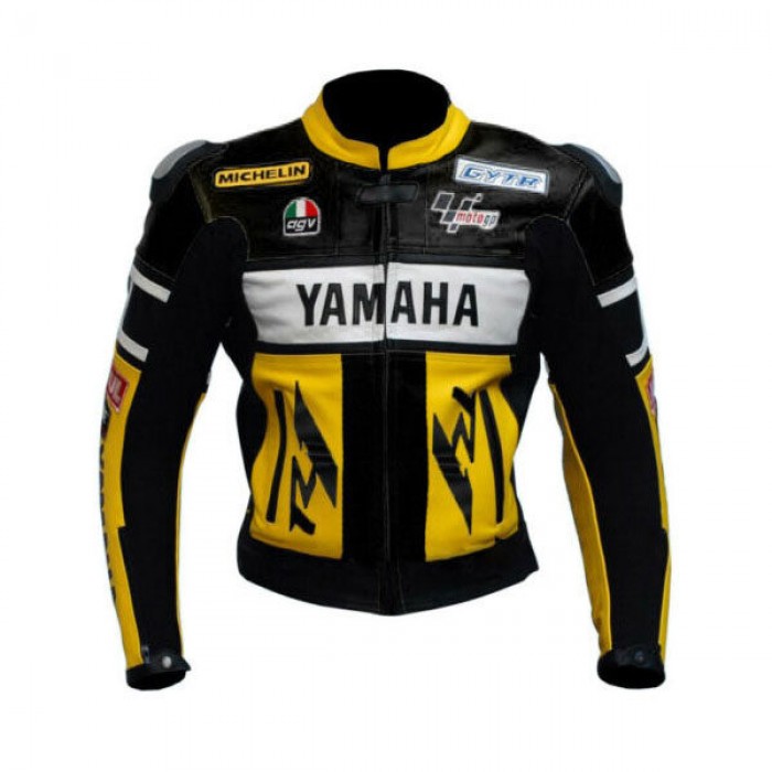Yamaha Handmade Mens  Cowhide Racing Leather Jacket