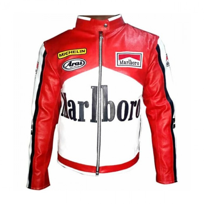 Rare Marlboro Man Formula Racing McQueen Leather Jacket Indian Motorcycle Jacket