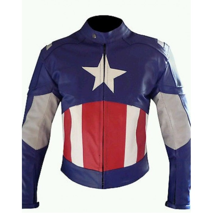 Captain america  LEATHER MOTORCYCLE MOTOGP LEATHER JACKET 100% COWHIDE 